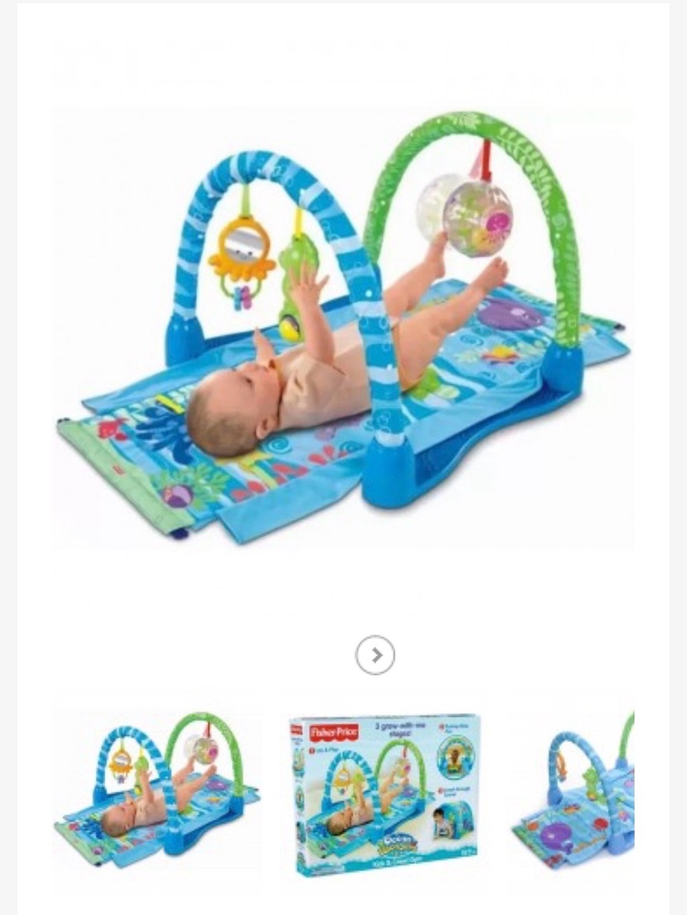 Blue & Green Ocean Play Gym for Babies - Interactive Tummy Time Mat - Picture 2 of 8